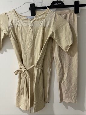 Kids Matching Set in Cream - Lightweight Top & Leggings